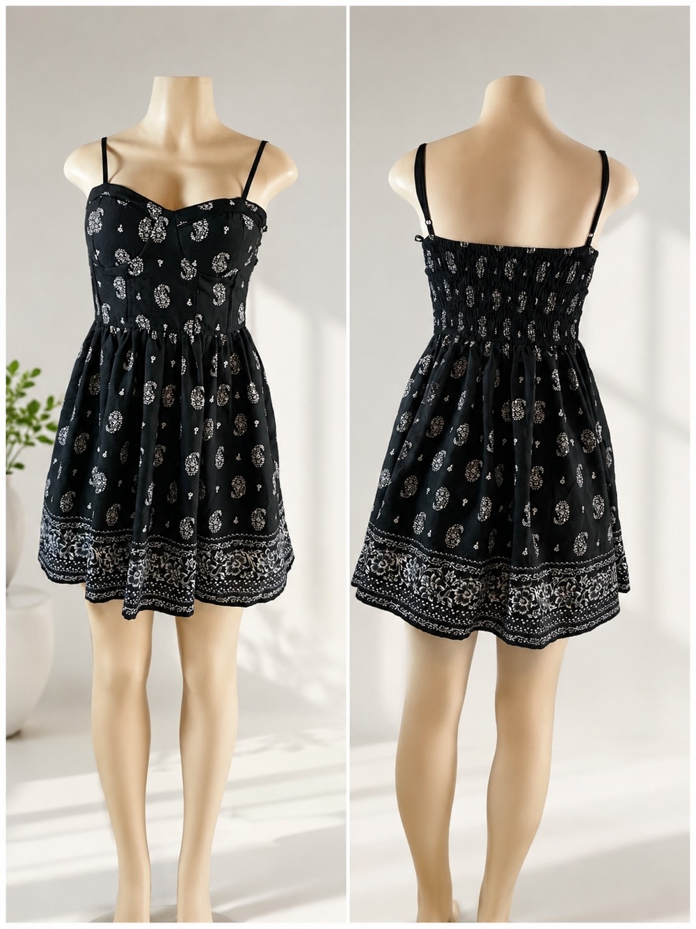 Band of Gypsies Black Paisley-Print Mini Sundress